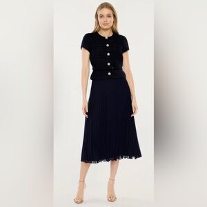 Navy Pleated Dress